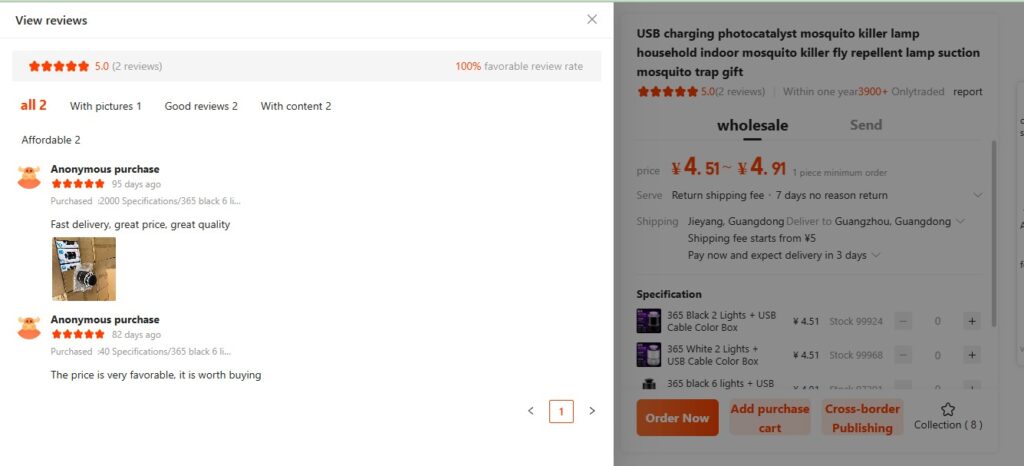 review penjual Taobao