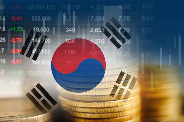 Grafik Bursa Saham Korea Meroket yang mencetak rekor tertinggi sepanjang sejarah berkat dominasi sektor semikonduktor dan kecerdasan buatan (AI)